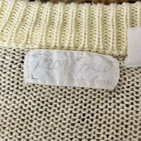 Vintage Troy Hill Sweater Vest 80s/90s Mens Cableknit Fishermen Preppy Grampa L - Picture 7 of 8